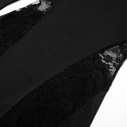Mystique Deep Stitching Lace Sheath Long Sleeve Socialite Maxi Dress in Black Size S, M, L