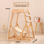 Intelligent Tower Pet Column Toy Solid Wood Frame for Play, Scratch, Chew and Climb for Cats and Bunnies