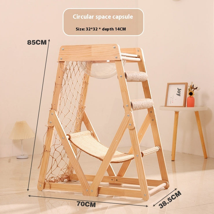 Intelligent Tower Pet Column Toy Solid Wood Frame for Play, Scratch, Chew and Climb for Cats and Bunnies