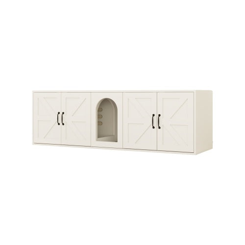Luxe Modern Pet Elegant Times Litter Box Furniture With Double Room and Pet Doors for Bunnies and Cats and Other Small Animals