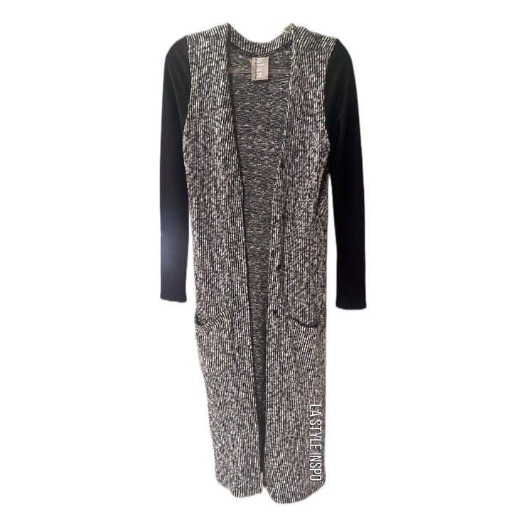 Anthropologie Dolan Long Knit Cardigan Black and White Size S