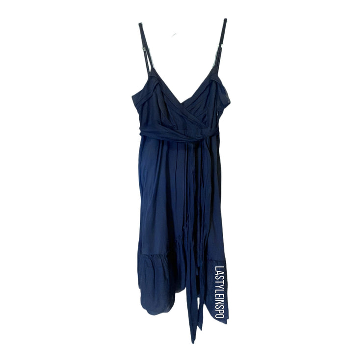 Diane Von Furstenberg Asymmetrical Ruffle Color Blue Navy Size 2 – La Style  Inspo