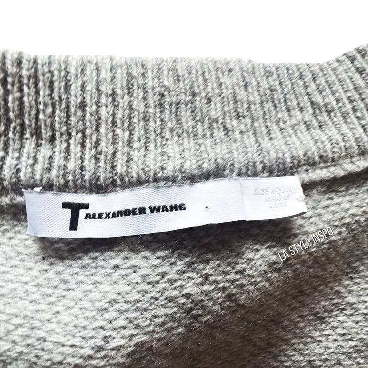 T by Alexander Wang Wool Cashmere V Neck Sweater Light Gray Size M
