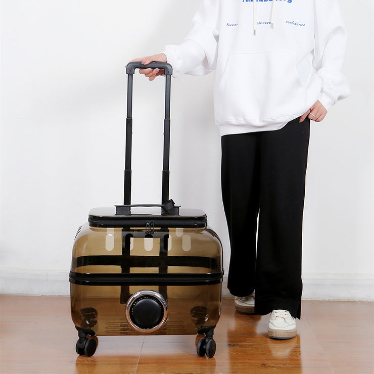Pet Luggage Generation Traveler Bag Portable Trolley Space Capsule in Transparent, Brown,Clear for Cat, Bunny and other Small Pets