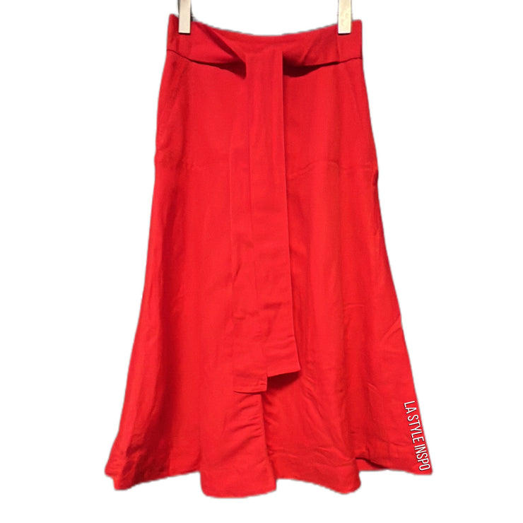Ann Taylor Linen Rayon Midi Maxi Skirt in Red Size 0