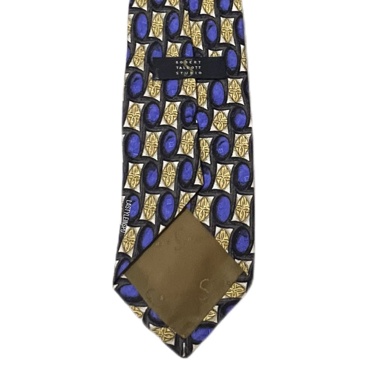 Robert Tallbot 100% Silk Tie Gold and Blue