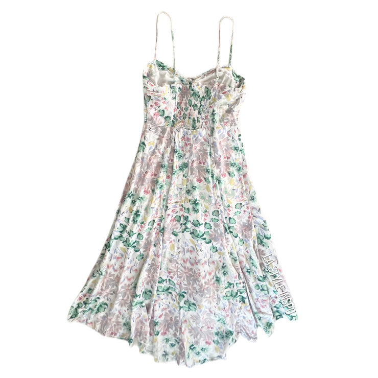 Lauren Conrad Pastel Floral Midi Dress Button Front White Size 0