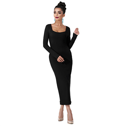 Accentuate Simply Beauty Maxi Dress Deep Neck Solid Color Coffee and Brown Sizes, S, M, L, XL, 2X, 3X, 4X