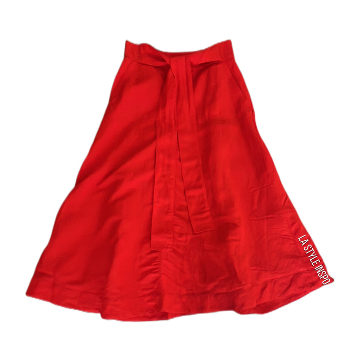 Ann Taylor Linen Rayon Midi Maxi Skirt in Red Size 0