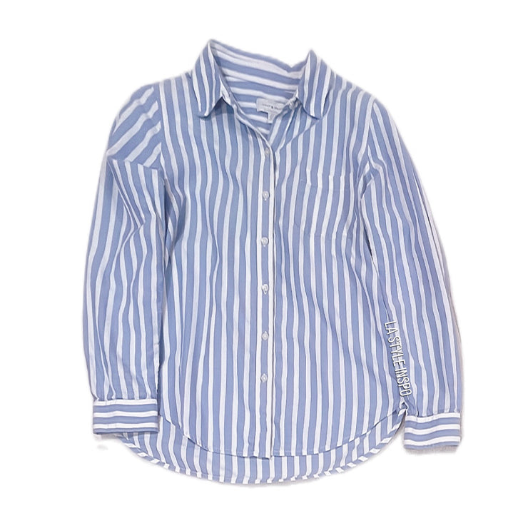 Lucky Brand 100% Cotton Blue and White Striped Button-Up Long Sleeve Shirt Size Small