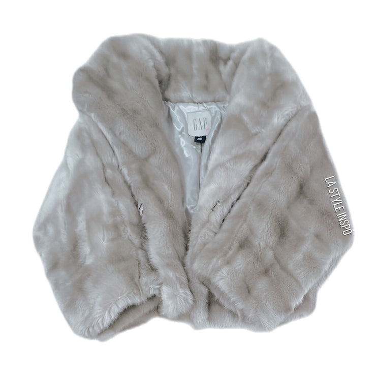 Gap vegan faux fur cropped jacket short sleeve in a stylish light gray Size XS / S