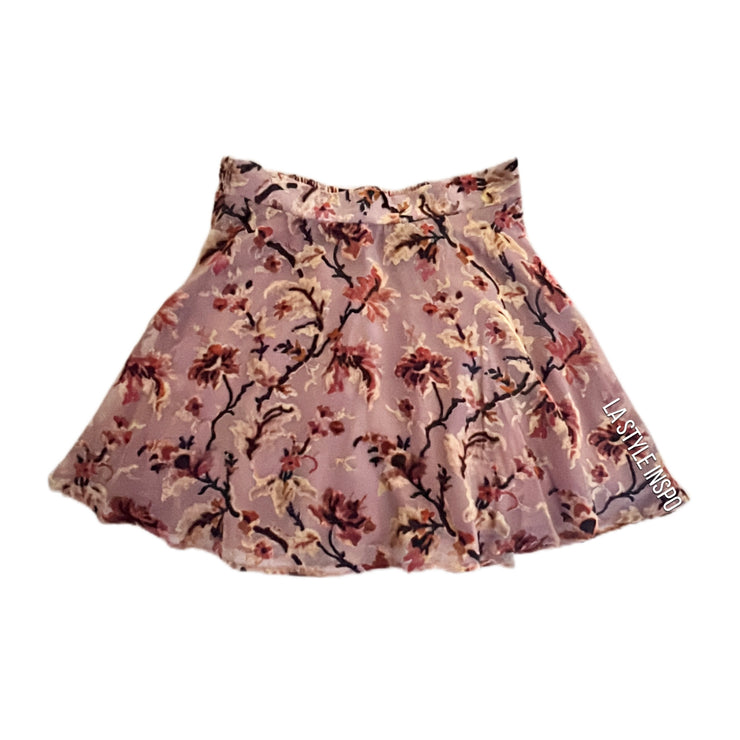 Urban Outfitters Velvet Floral Mini Skirt A Line in Pink Size Small