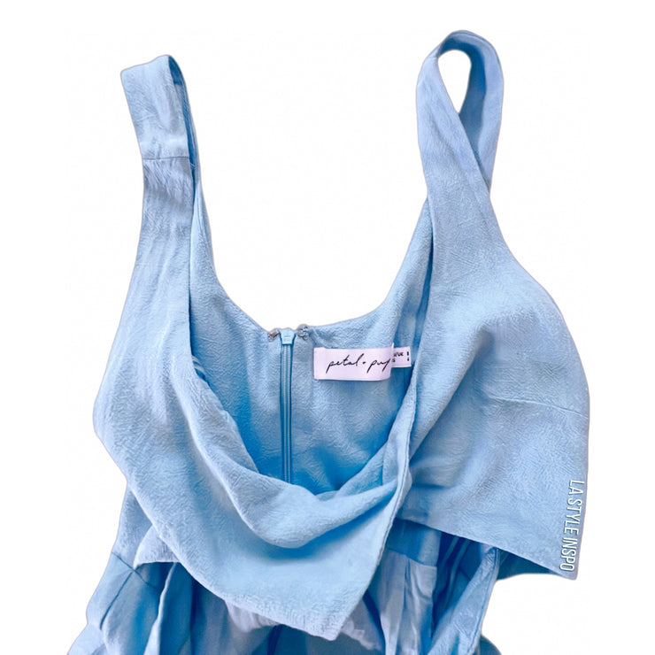 Petal & Pup USA Apollo Midi Dress Light Blue As Seen on Chelsea Owens Size 4