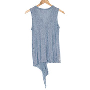 Rachel Zoe Linen Blouse Sleeveless Stripped Top Tie Bow Buttoned Shirt Size Small