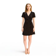 Reformation Floral Wrap Dress Short Sleeve Dark Blue Size 6
