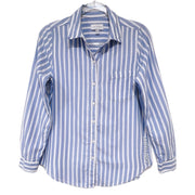Lucky Brand 100% Cotton Blue and White Striped Button-Up Long Sleeve Shirt Size Small