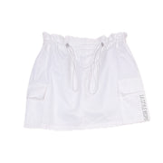 Coquette Drawstring Mini Skirt with Two Side Pockets Size in Color Snow White Small Medium