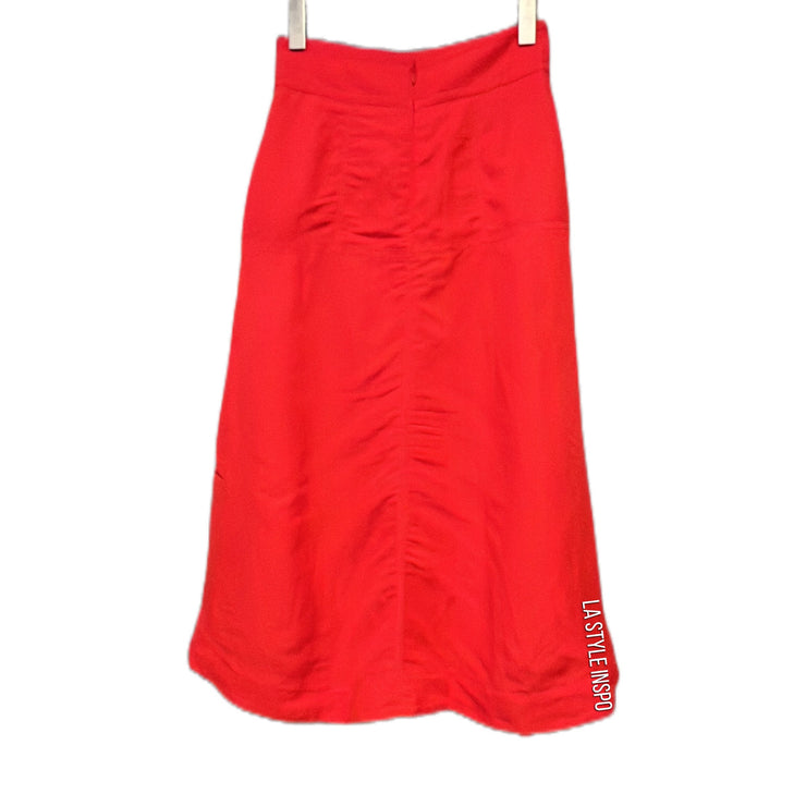 Ann Taylor Linen Rayon Midi Maxi Skirt in Red Size 0