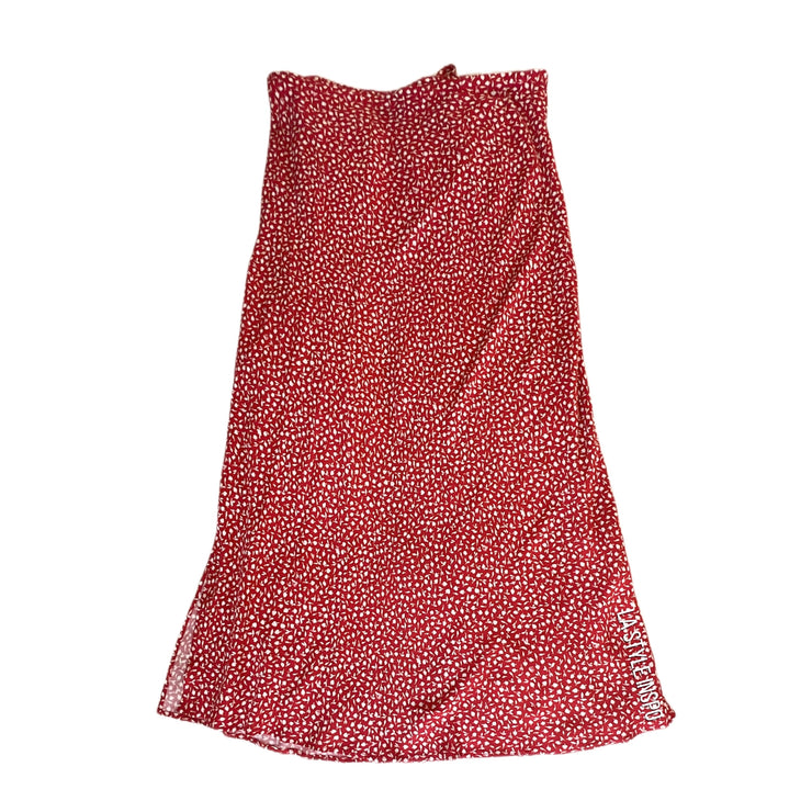 Madewell Drawstring Midi Skirt Side Slit Picnic Pattern in Red Brick Size 6