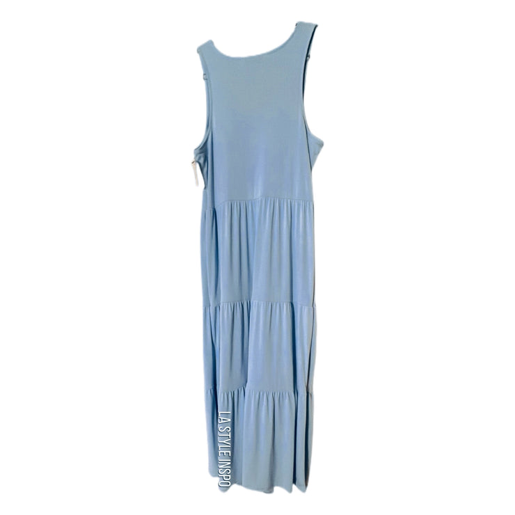 Elizabeth And James Tiered Long Sleeveless Midi Dress Light Blue Size L