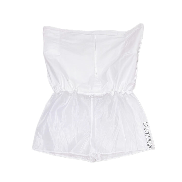 Coquette Drawstring Mini Skirt with Two Side Pockets Size in Color Snow White Small Medium
