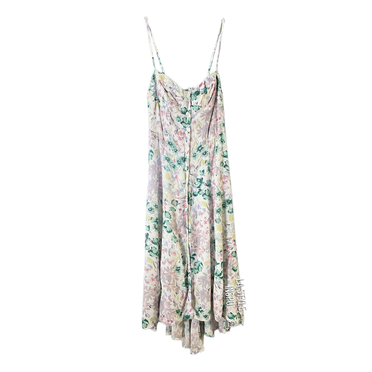 Lauren Conrad Pastel Floral Midi Dress Button Front White Size 0