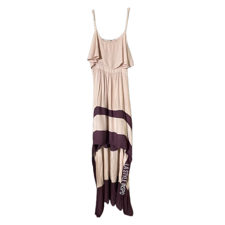 Fora Bohemian Asymmetrical Maxi Dress Beige and Purple Size S