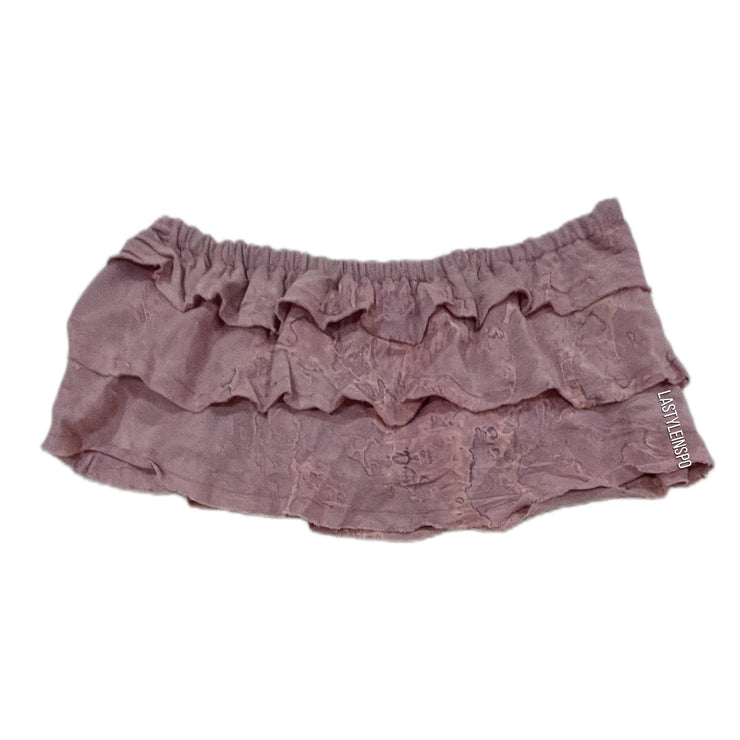 Blue Life Ruffled Crop Top 100% Rayon Pale Pink Mauve in Size XS