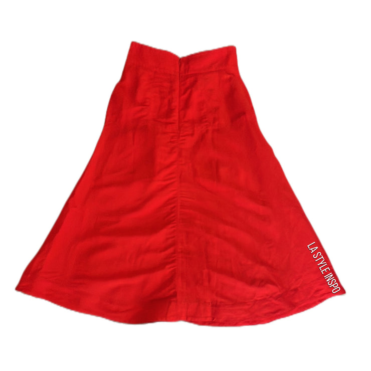 Ann Taylor Linen Rayon Midi Maxi Skirt in Red Size 0