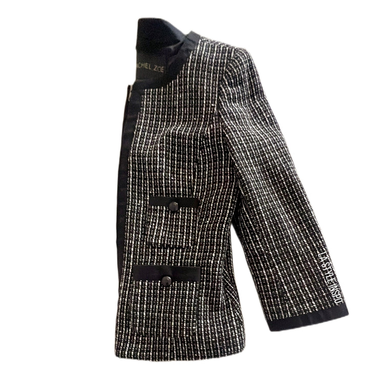 Rachel Zoe Tweed Jacket Black White Size 8