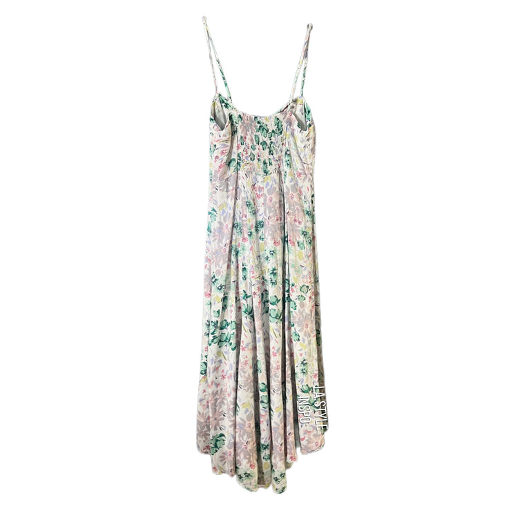 Lauren Conrad Pastel Floral Midi Dress Button Front White Size 0