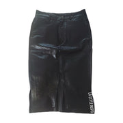 Zara Faux Leather Animal Pencil Skirt Front Side Slits Print Black Size M