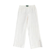 Ralph Lauren Andover Dress Pants Petite Linen Wide Leg Size White S - M