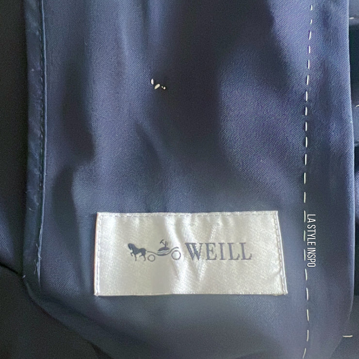 Weill Trench Coat Navy with Beige Buttons Size 14