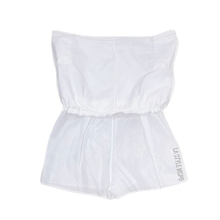 Coquette Drawstring Mini Skirt with Two Side Pockets Size in Color Snow White Small Medium
