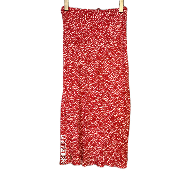 Madewell Drawstring Midi Skirt Side Slit Picnic Pattern in Red Brick Size 6