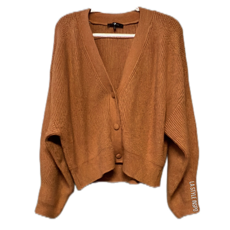 7 For All Mankind Buttoned Sweater Camel Brown Size Large