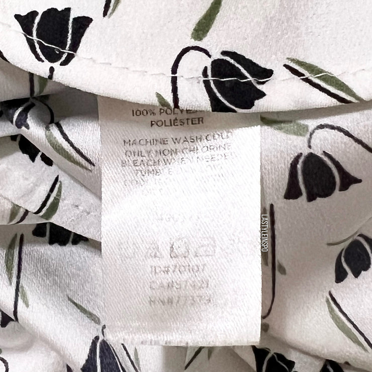 Anne Klein Blouse Floral Pattern Black White Size Small
