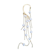 Pearl Goddess Gold Ear Clip Jewelry Tassel One Piece Extra Long Earrings 6.9”