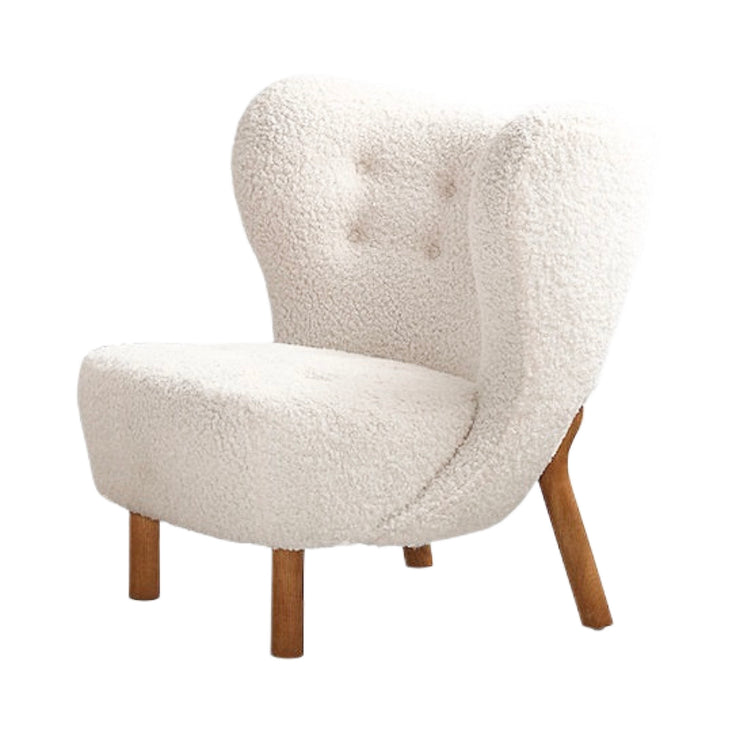 Nordic Life Single Sofa Light Luxury Balcony Leisure Chair Designer Celebrity Couch Wood Legs Home Living Room in Color White Sherpa