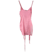 PrettyLittleThing Satin Dress Asymmetrical Adjustable Length in Bubblegum Pink Size 2