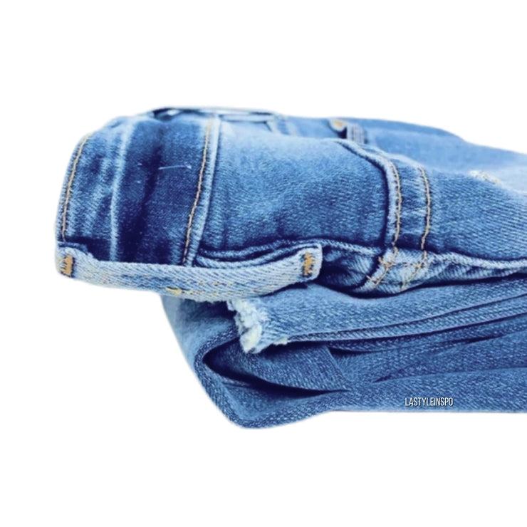 FRAME Denim Le High Straight Blue Jeans Frayed Hems Size 24