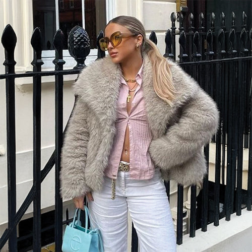 Higgins Winter Sherpa Plush Thicken Lapel Outwear in Beige, Black, Brown, Red Wine Sizes XS, S, M, L