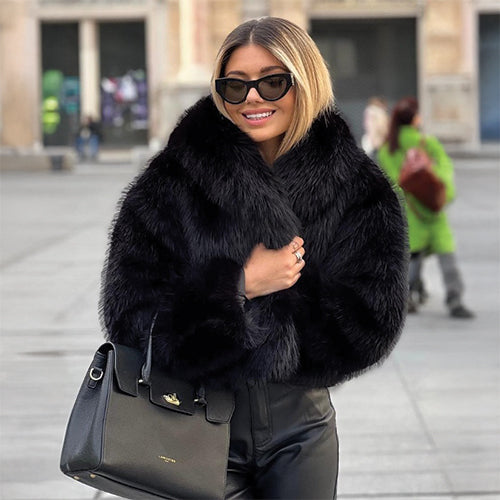 Higgins Winter Sherpa Plush Thicken Lapel Outwear in Beige, Black, Brown, Red Wine Sizes XS, S, M, L