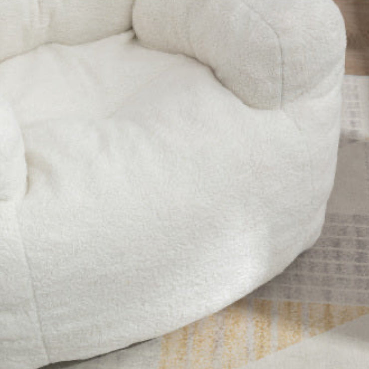 Manhattan Lounge Personal Couch Padded Foam Doll Chair Made of Teddy Fabric in Natural White