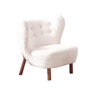 Nordic Life Single Sofa Light Luxury Balcony Leisure Chair Designer Celebrity Couch Wood Legs Home Living Room in Color White Sherpa