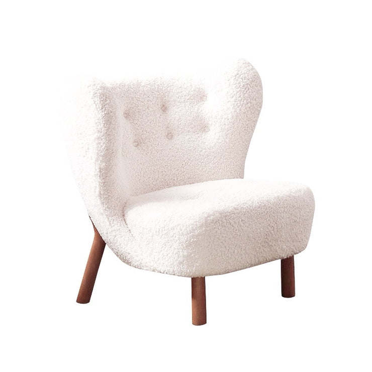 Nordic Life Single Sofa Light Luxury Balcony Leisure Chair Designer Celebrity Couch Wood Legs Home Living Room in Color White Sherpa