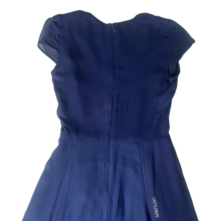 reformation navy blue silk dress Reformation Jeany satin-finish Silk Dress | Blue