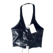 NEW Vegan Leather Black Halter Top Cross Strap As Seen on SZA XS