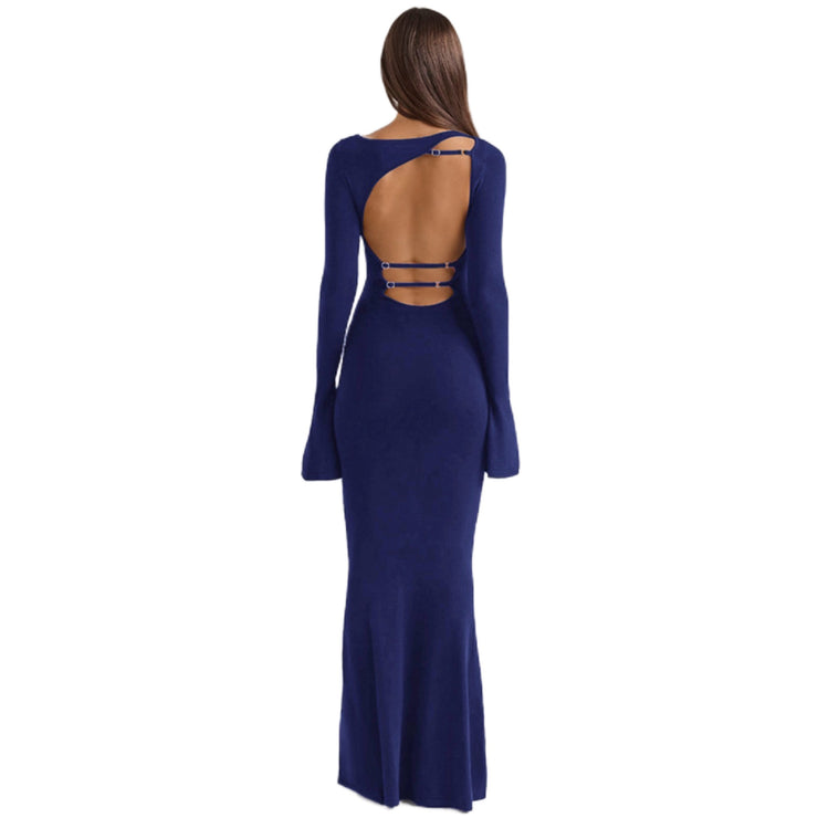 Blake Red Carpet Backless Long Sleeved Maxi Dress in Blue Navy Size S, LA Style Inspo Blake Red Carpet Backless Long Sleeved Maxi Dress in Blue Navy Size S, LA Style Inspo